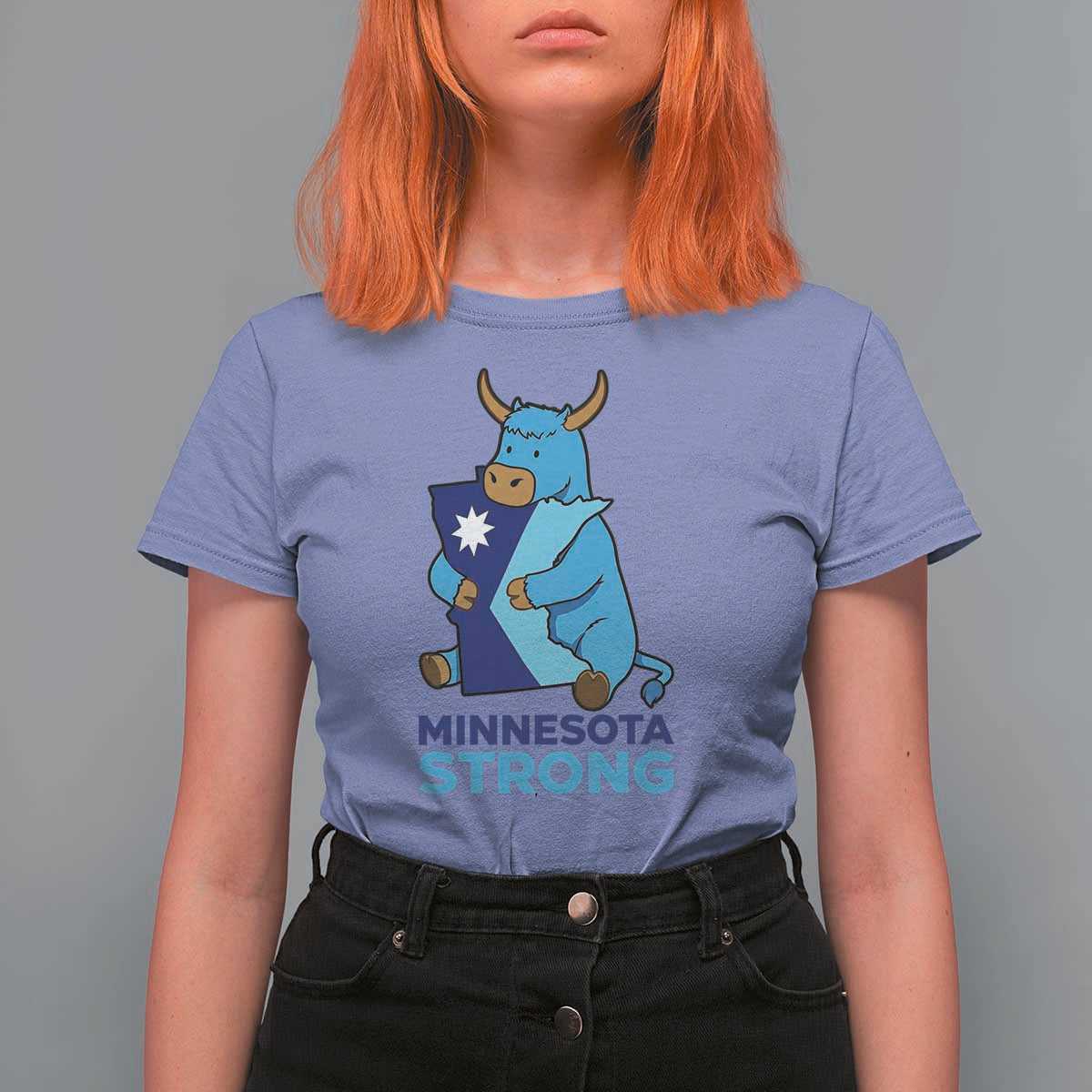 Minnesota Strong T Shirt For Women Blue Ox Midwest Folklore Heritage