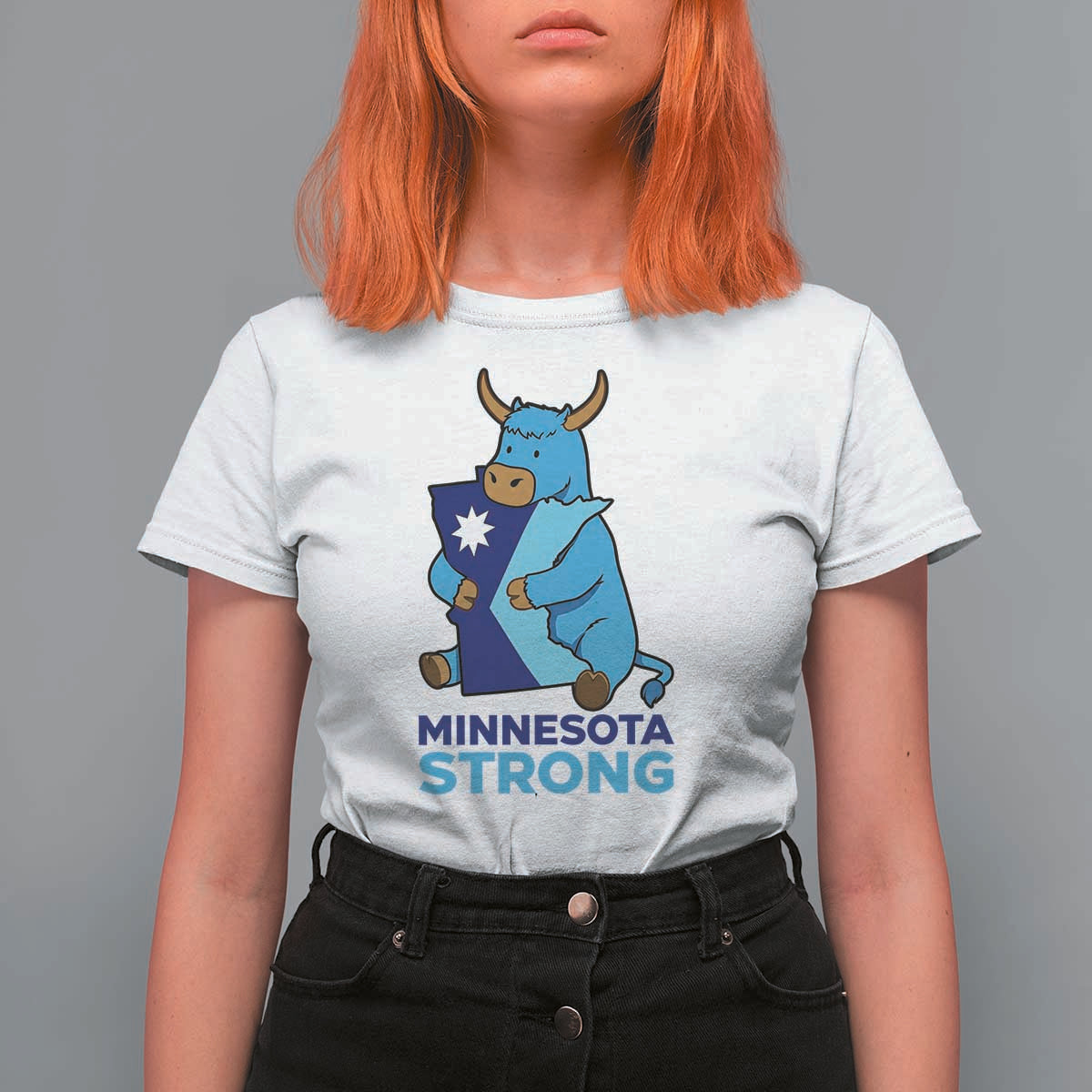 Minnesota Strong T Shirt For Women Blue Ox Midwest Folklore Heritage