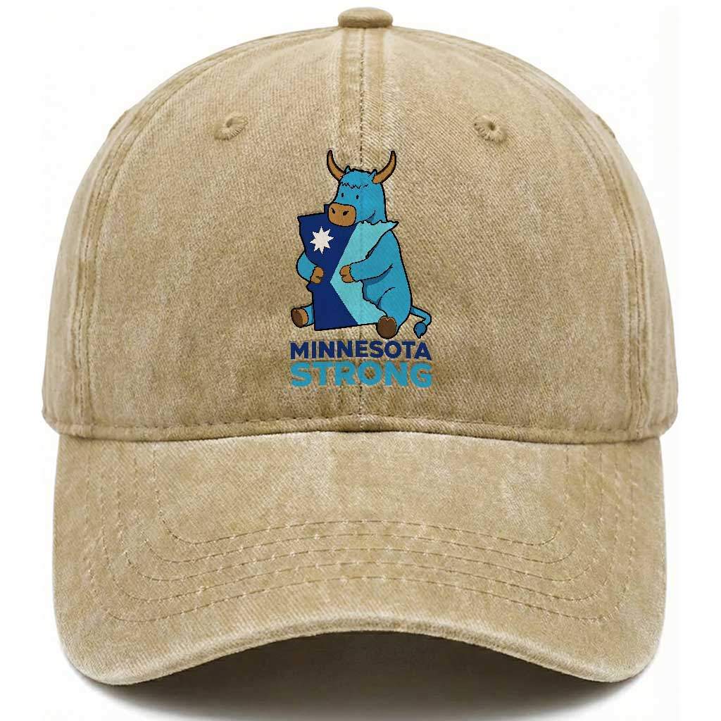 Minnesota Strong Washed Cotton Baseball Cap Blue Ox Midwest Folklore Heritage