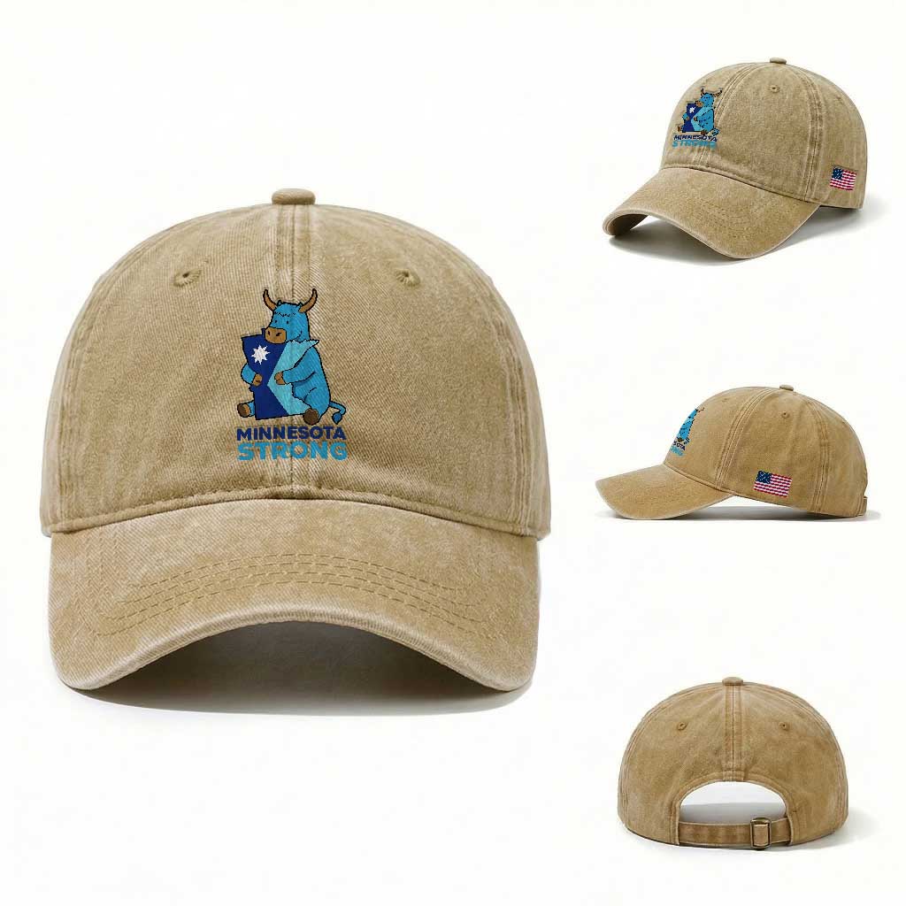 Minnesota Strong Washed Cotton Baseball Cap Blue Ox Midwest Folklore Heritage