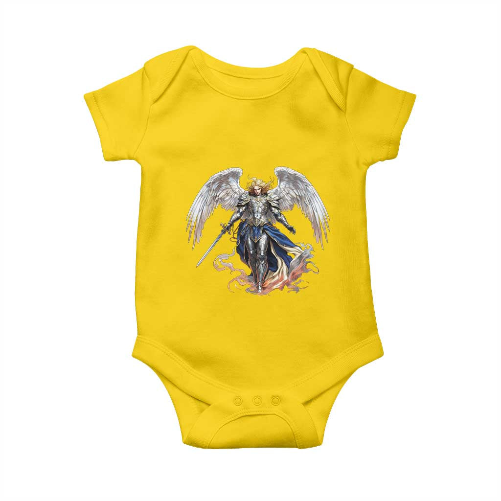 Archangel Saint Michael Warrior Baby Onesie Catholic Protection Gift
