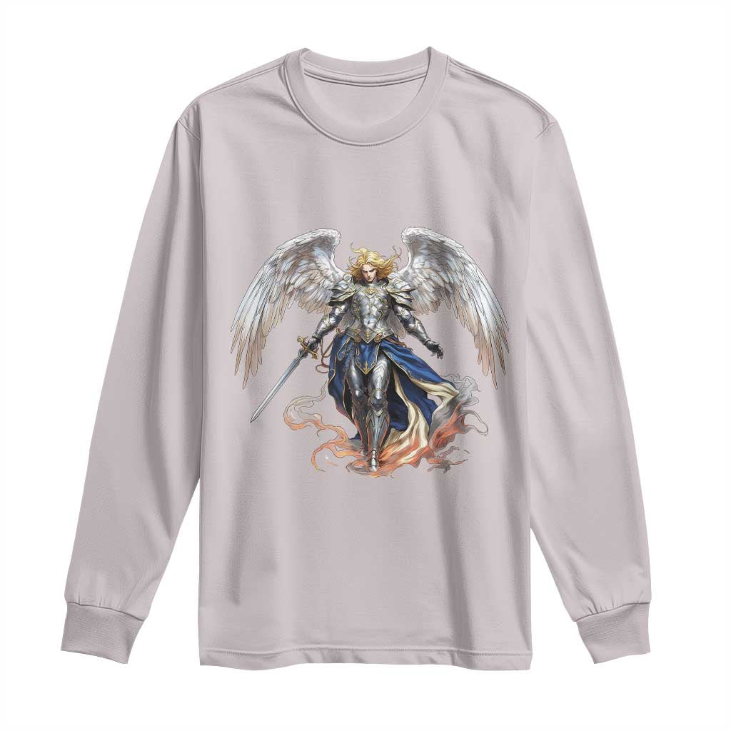 Archangel Saint Michael Warrior Long Sleeve Shirt Catholic Protection Gift