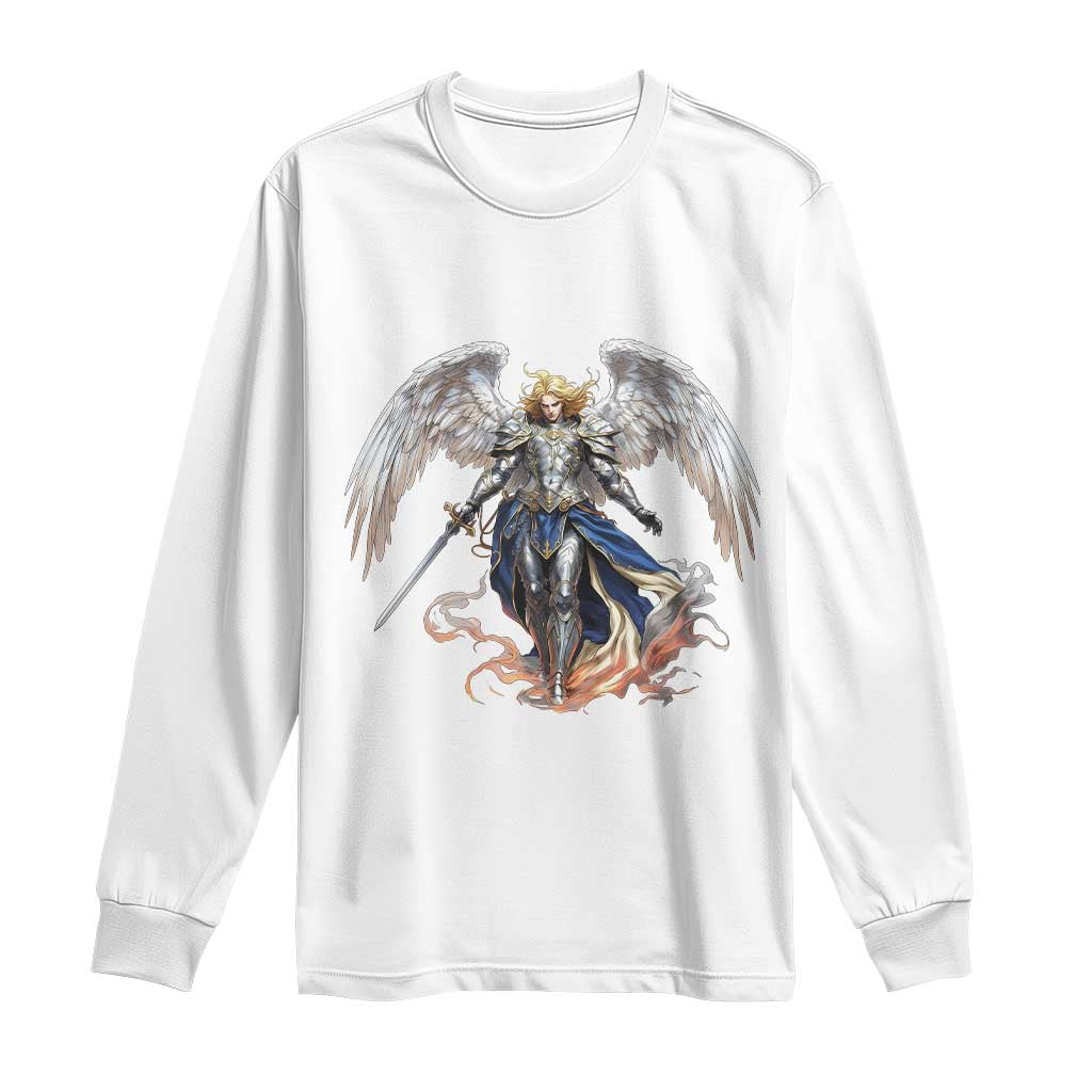 Archangel Saint Michael Warrior Long Sleeve Shirt Catholic Protection Gift