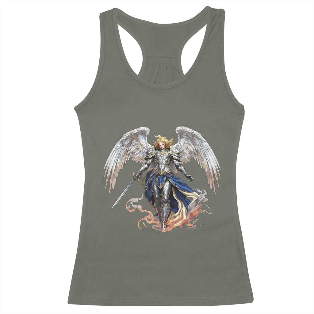 Archangel Saint Michael Warrior Racerback Tank Top Catholic Protection Gift