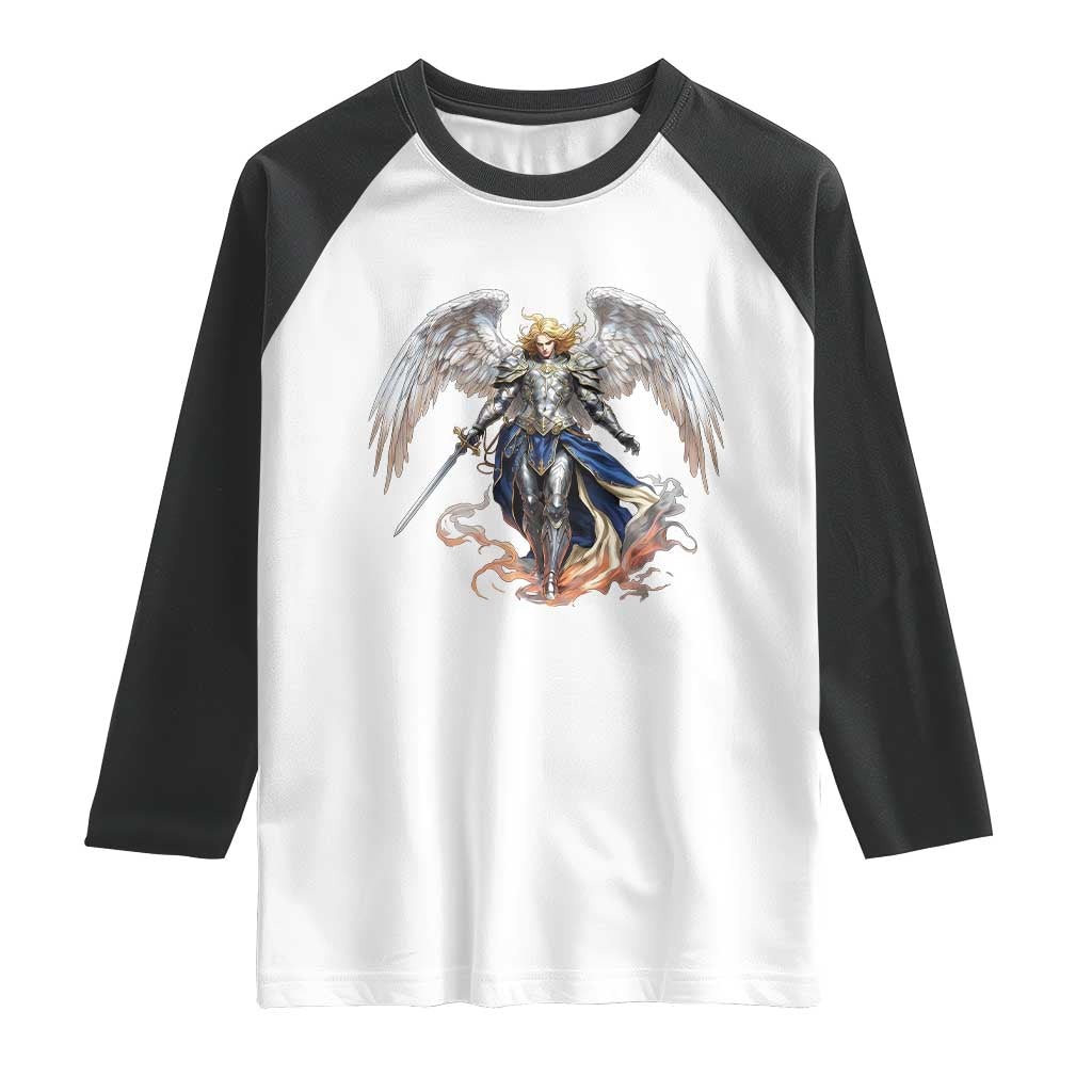Archangel Saint Michael Warrior Raglan Shirt Catholic Protection Gift