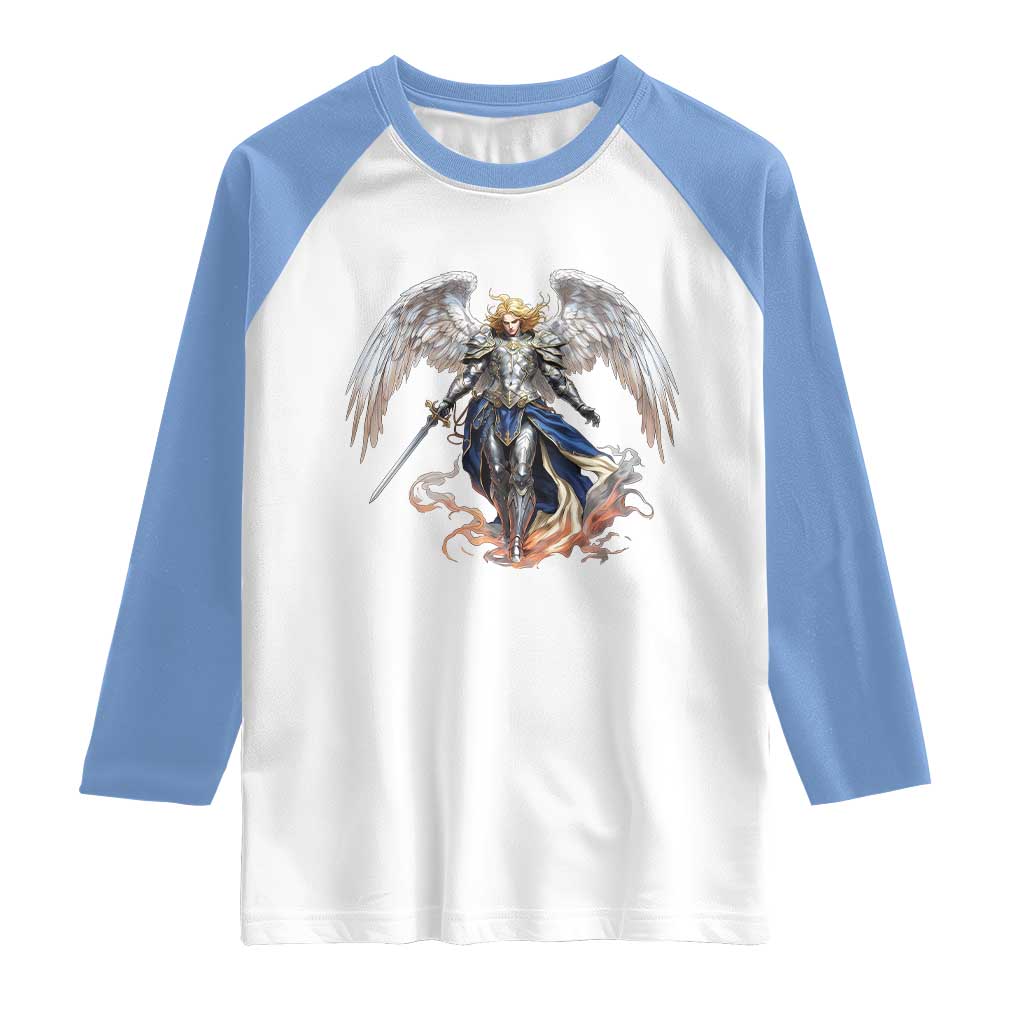Archangel Saint Michael Warrior Raglan Shirt Catholic Protection Gift