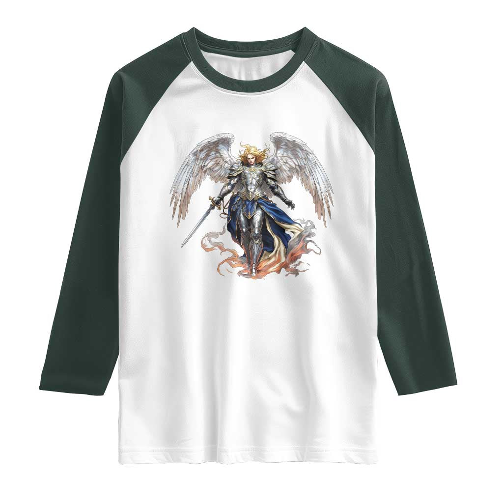 Archangel Saint Michael Warrior Raglan Shirt Catholic Protection Gift
