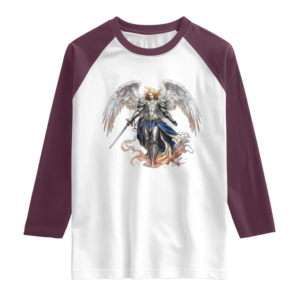 Archangel Saint Michael Warrior Raglan Shirt Catholic Protection Gift