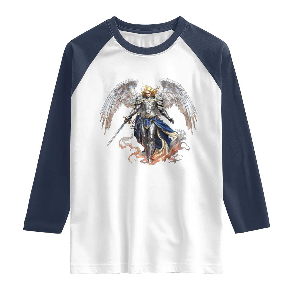Archangel Saint Michael Warrior Raglan Shirt Catholic Protection Gift