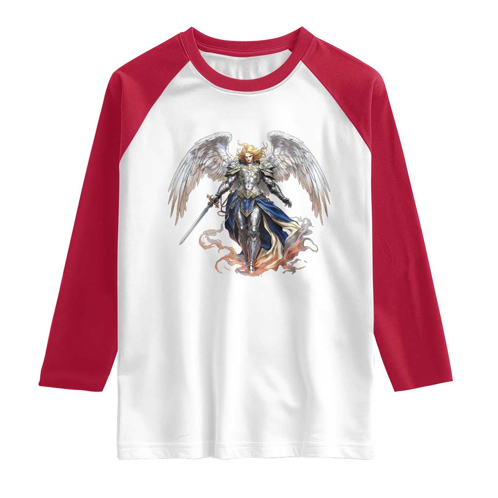 Archangel Saint Michael Warrior Raglan Shirt Catholic Protection Gift
