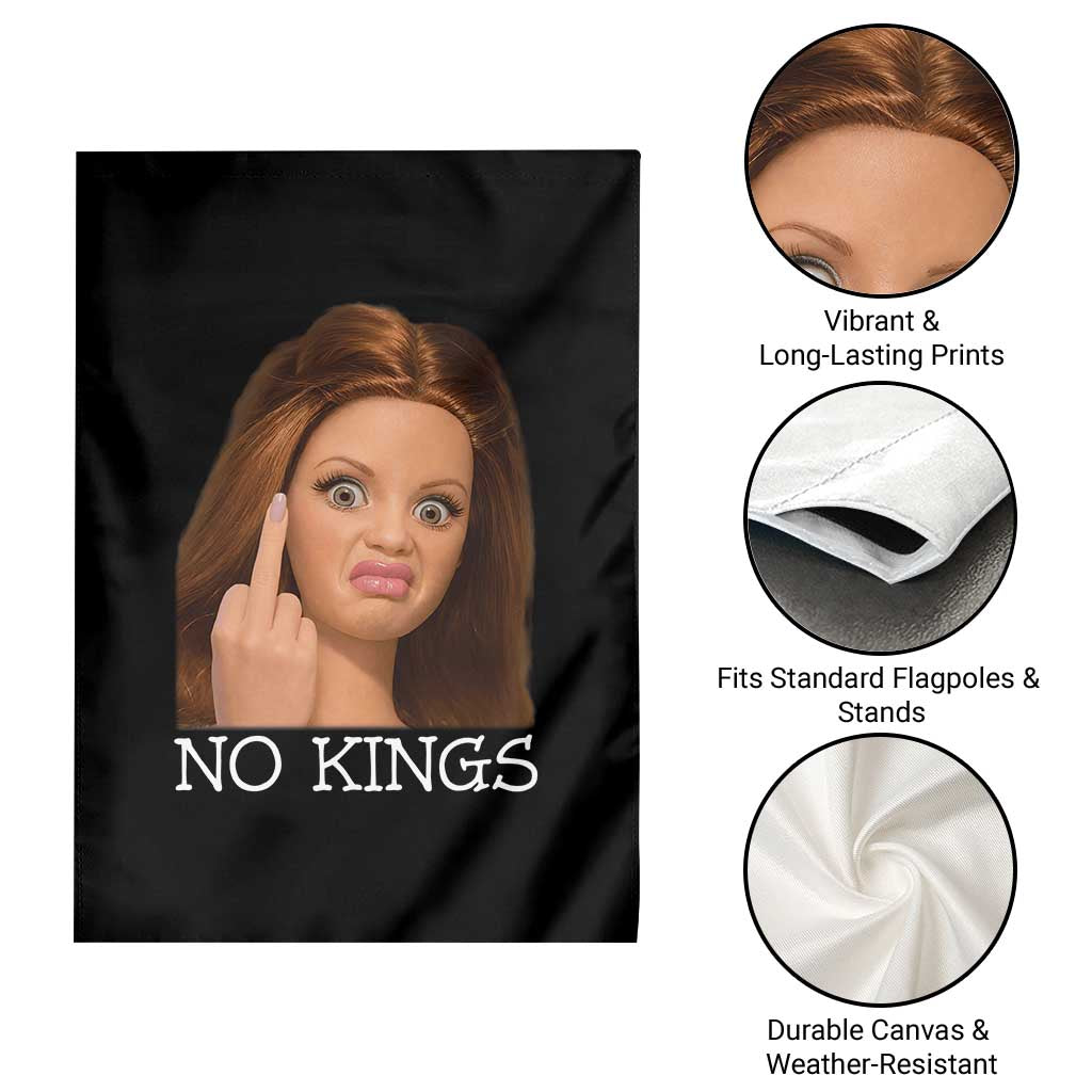 No Kings Garden Flag Funny Disgusted Doll Face Meme