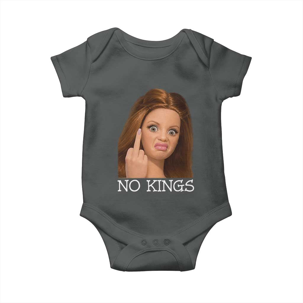 No Kings Baby Onesie Funny Disgusted Doll Face Meme