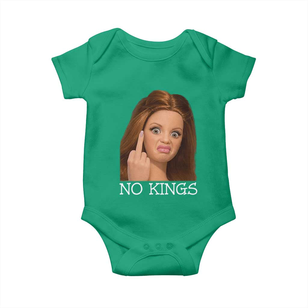 No Kings Baby Onesie Funny Disgusted Doll Face Meme
