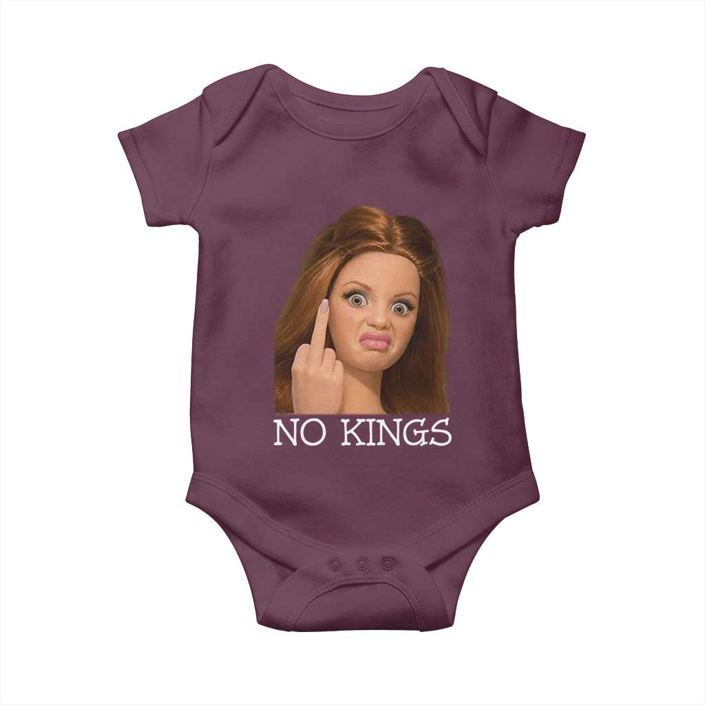 No Kings Baby Onesie Funny Disgusted Doll Face Meme