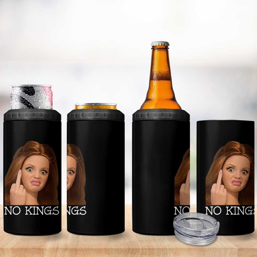 No Kings 4 in 1 Can Cooler Tumbler Funny Disgusted Doll Face Meme