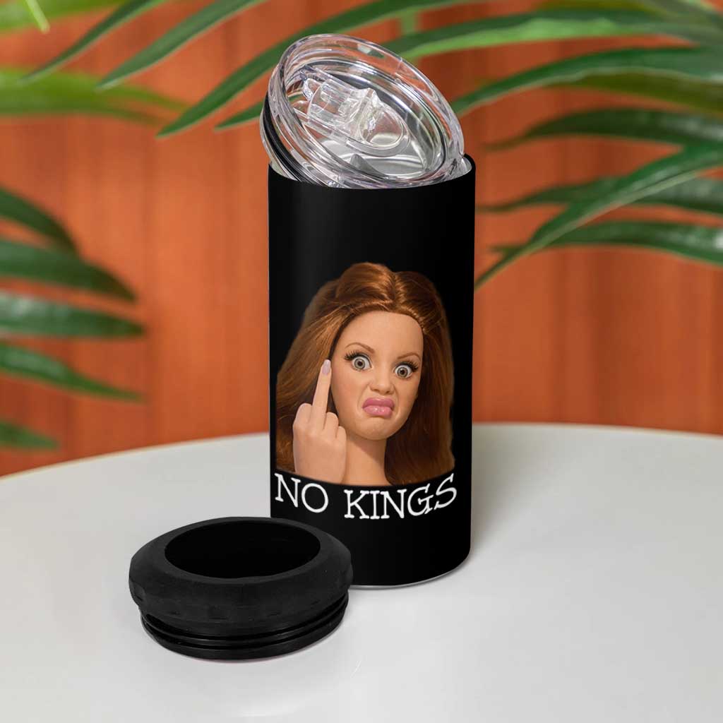 No Kings 4 in 1 Can Cooler Tumbler Funny Disgusted Doll Face Meme
