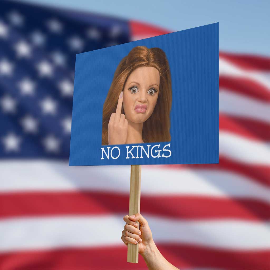 No Kings Protest Sign Funny Disgusted Doll Face Meme