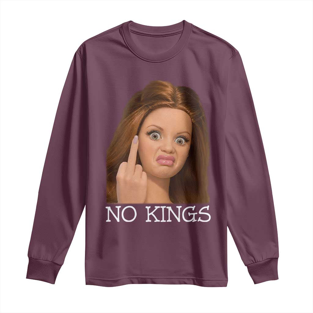 No Kings Long Sleeve Shirt Funny Disgusted Doll Face Meme