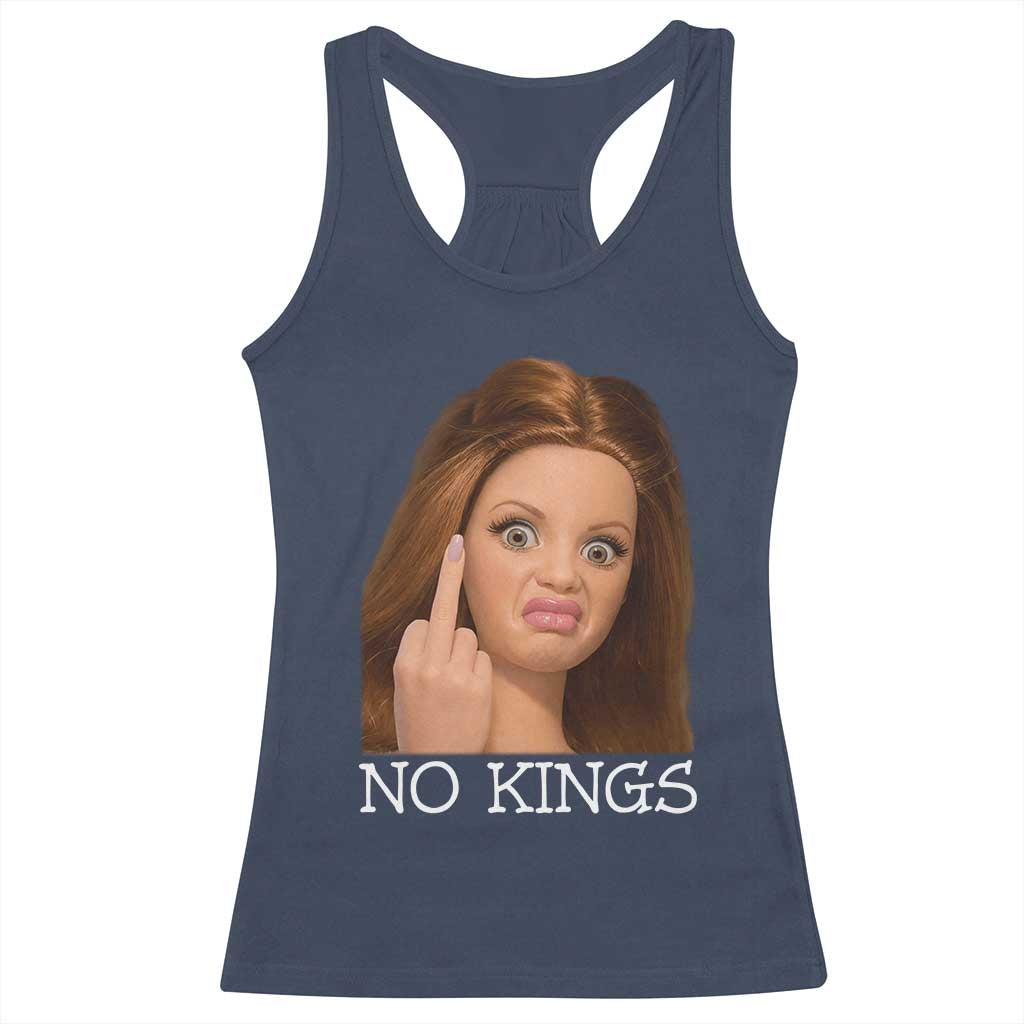 No Kings Racerback Tank Top Funny Disgusted Doll Face Meme