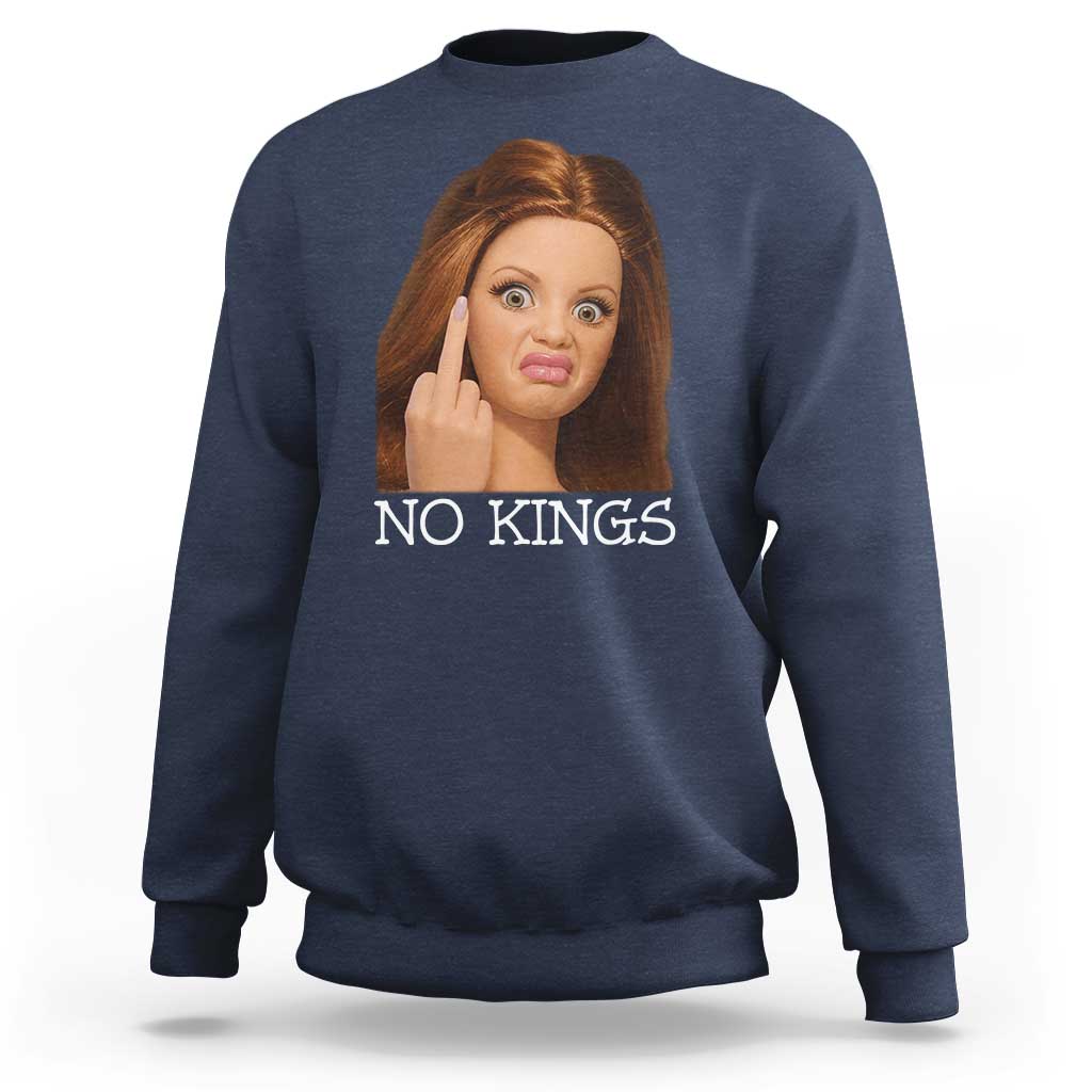 No Kings Sweatshirt Funny Disgusted Doll Face Meme