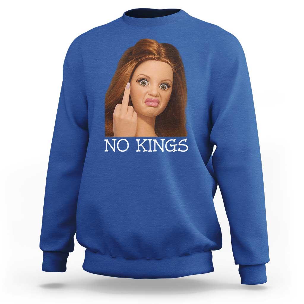 No Kings Sweatshirt Funny Disgusted Doll Face Meme