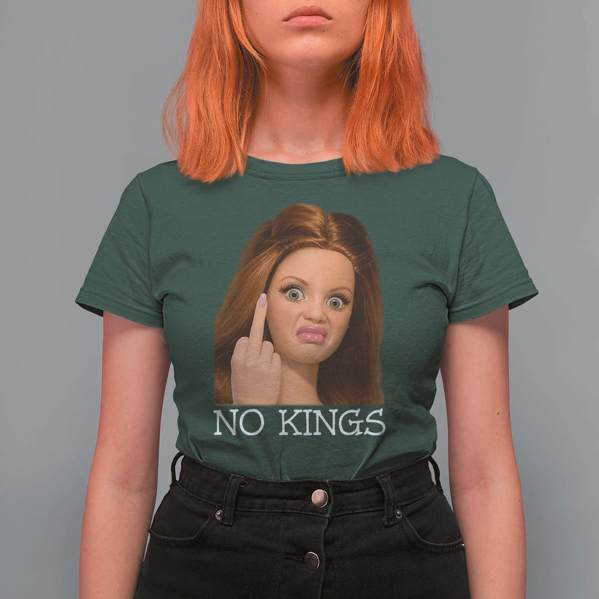 No Kings T Shirt For Women Funny Disgusted Doll Face Meme
