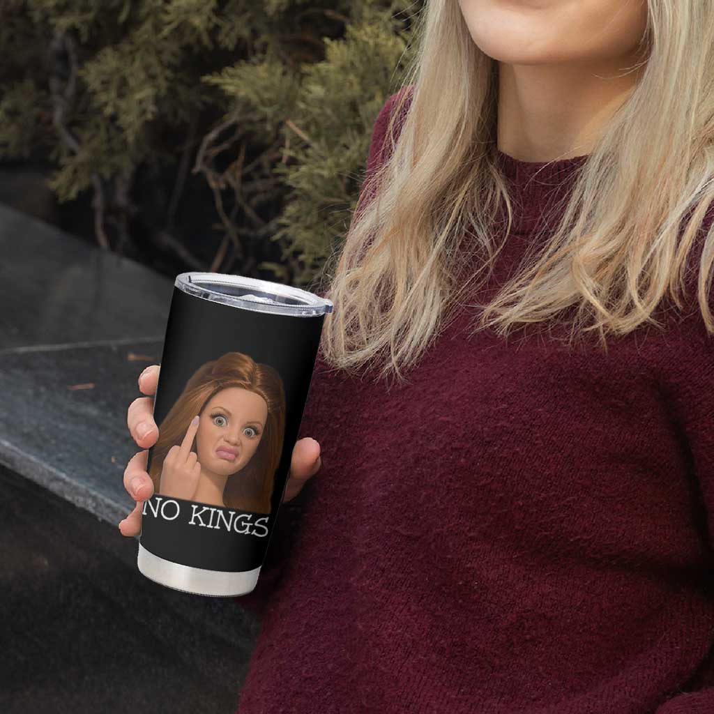 No Kings Tumbler Cup Funny Disgusted Doll Face Meme