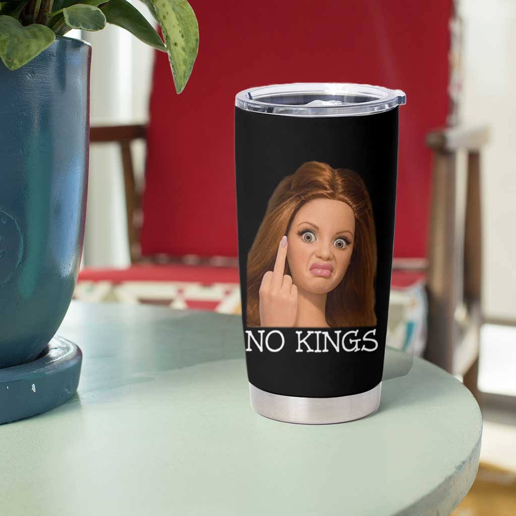 No Kings Tumbler Cup Funny Disgusted Doll Face Meme