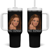 No Kings Tumbler With Handle Funny Disgusted Doll Face Meme