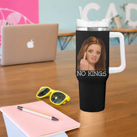 No Kings Tumbler With Handle Funny Disgusted Doll Face Meme