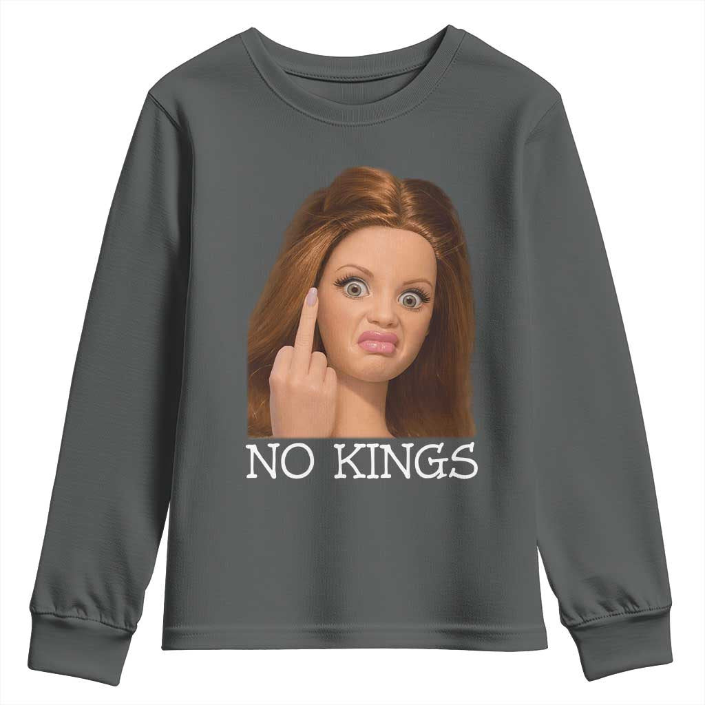 No Kings Youth Sweatshirt Funny Disgusted Doll Face Meme