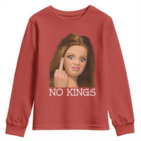 No Kings Youth Sweatshirt Funny Disgusted Doll Face Meme