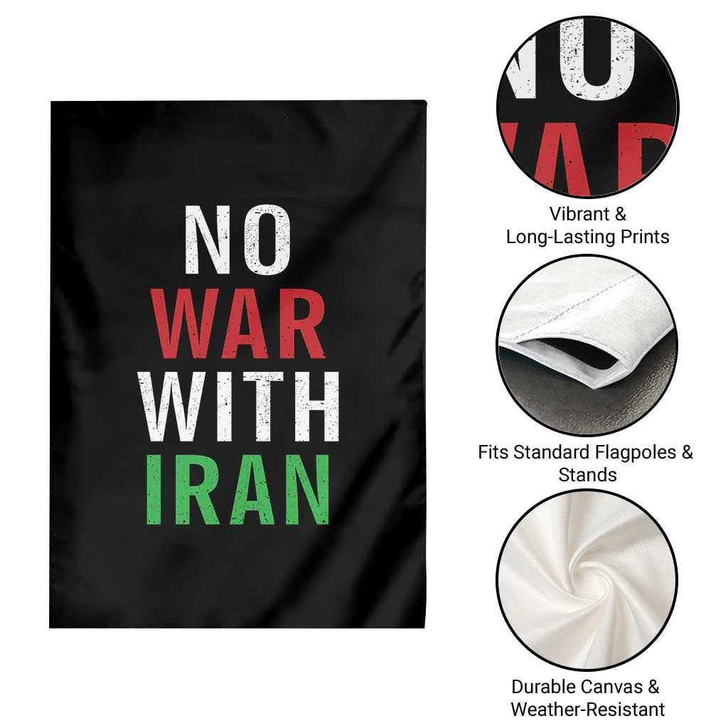 No War With Iran Garden Flag Anti War Political Protest Statement