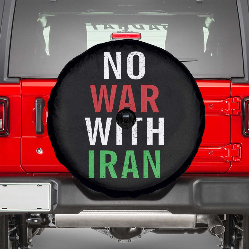 No War With Iran Spare Tire Cover Anti War Political Protest Statement