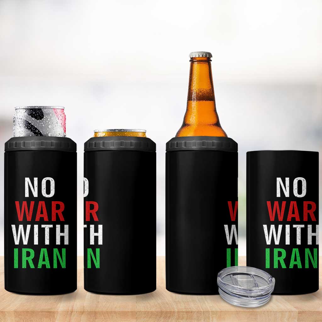 No War With Iran 4 in 1 Can Cooler Tumbler Anti War Political Protest Statement