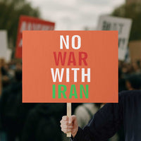 No War With Iran Protest Sign Anti War Political Protest Statement