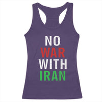 No War With Iran Racerback Tank Top Anti War Political Protest Statement