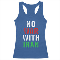 No War With Iran Racerback Tank Top Anti War Political Protest Statement