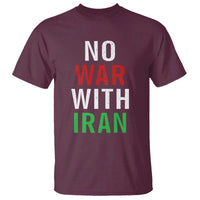 No War With Iran T Shirt Anti War Political Protest Statement