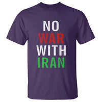 No War With Iran T Shirt Anti War Political Protest Statement