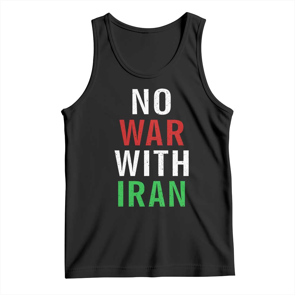 No War With Iran Tank Top Anti War Political Protest Statement