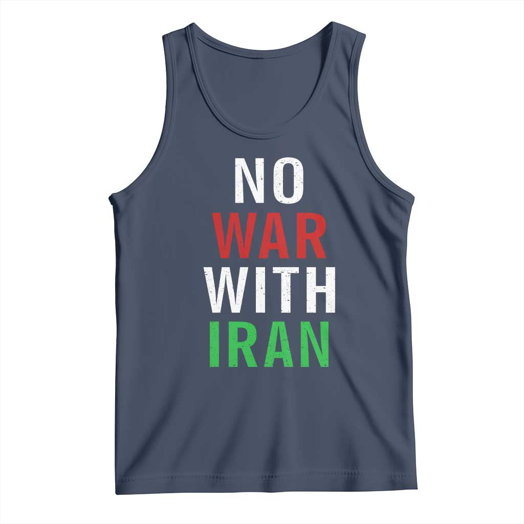 No War With Iran Tank Top Anti War Political Protest Statement