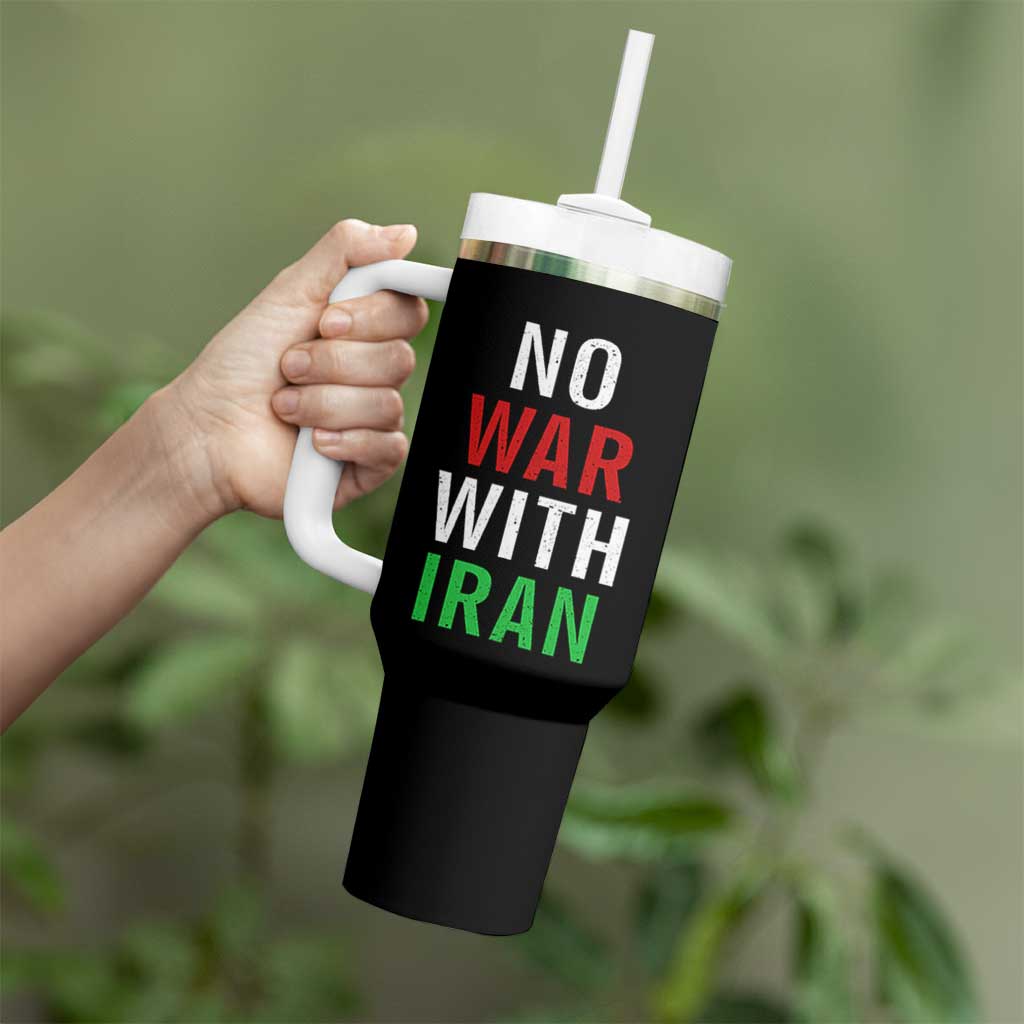 No War With Iran Tumbler With Handle Anti War Political Protest Statement