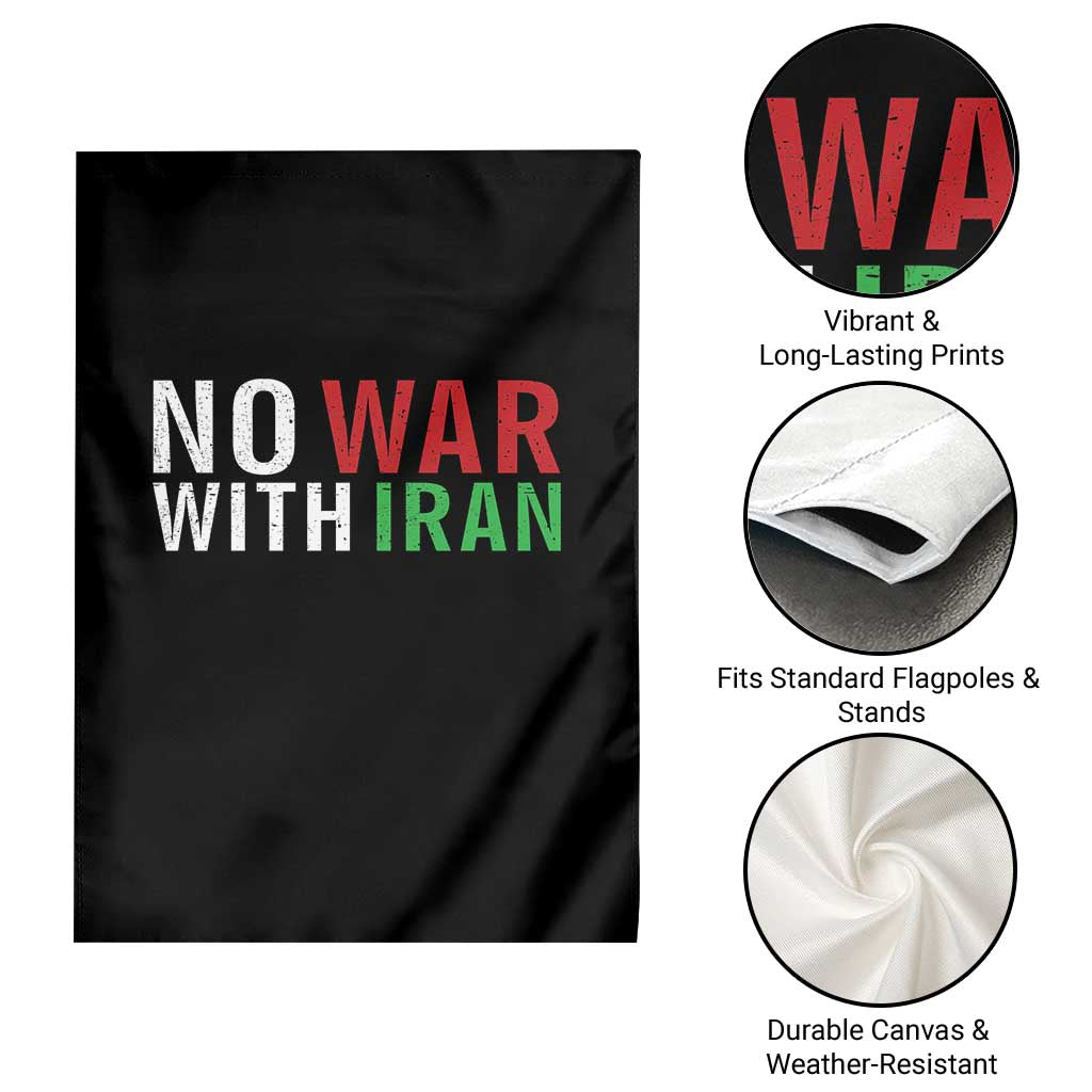 No War With Iran Garden Flag Anti War Protest Apparel Gift
