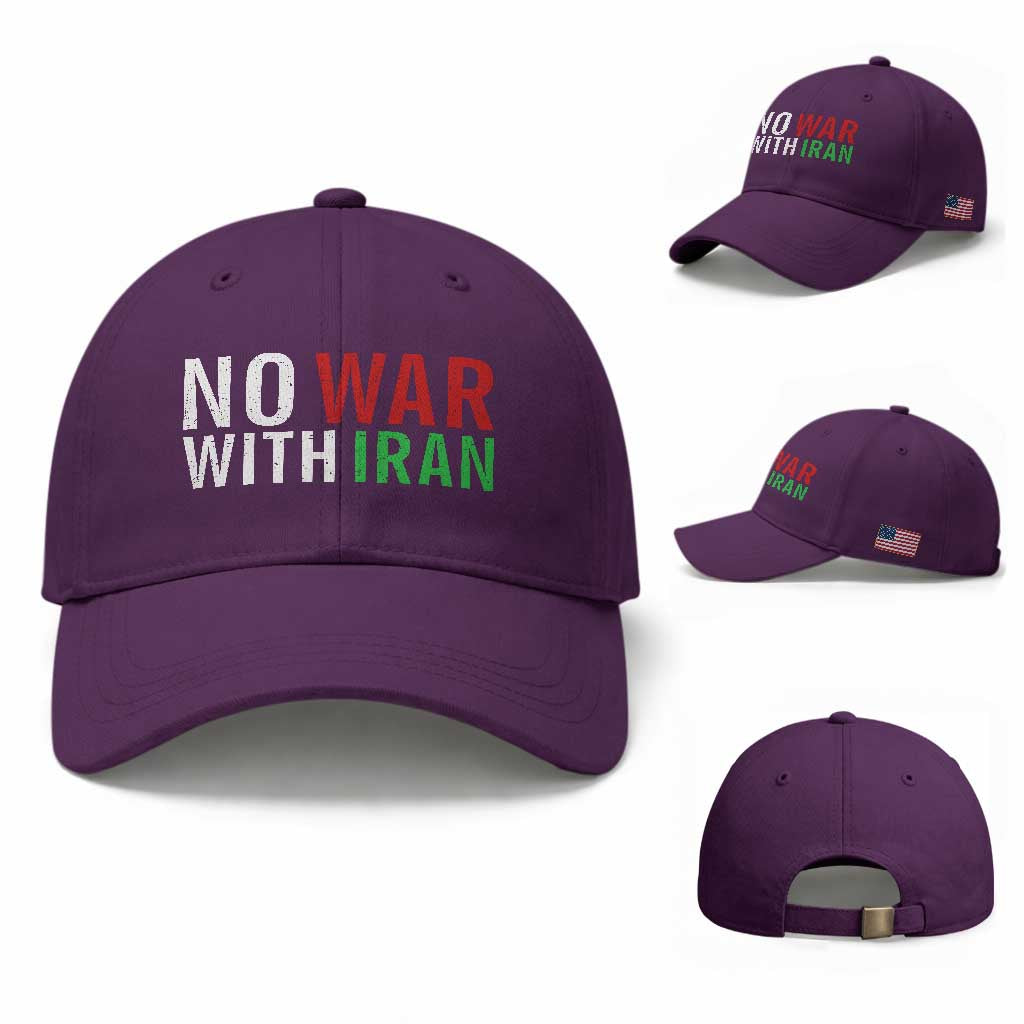 No War With Iran Baseball Cap Anti War Protest Apparel Gift