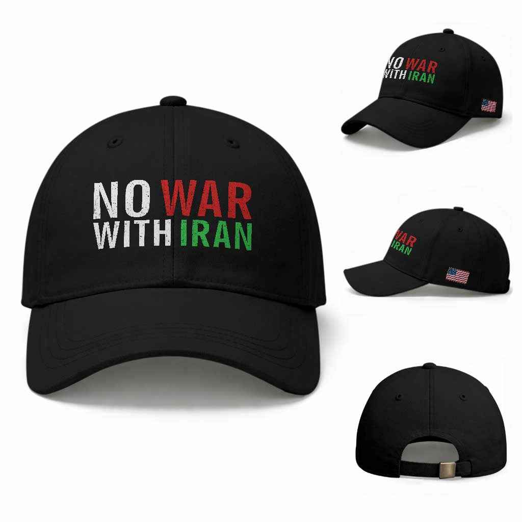 No War With Iran Baseball Cap Anti War Protest Apparel Gift