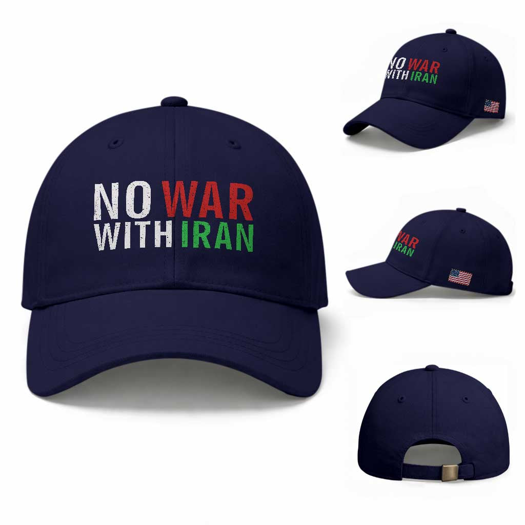 No War With Iran Baseball Cap Anti War Protest Apparel Gift