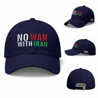 No War With Iran Baseball Cap Anti War Protest Apparel Gift