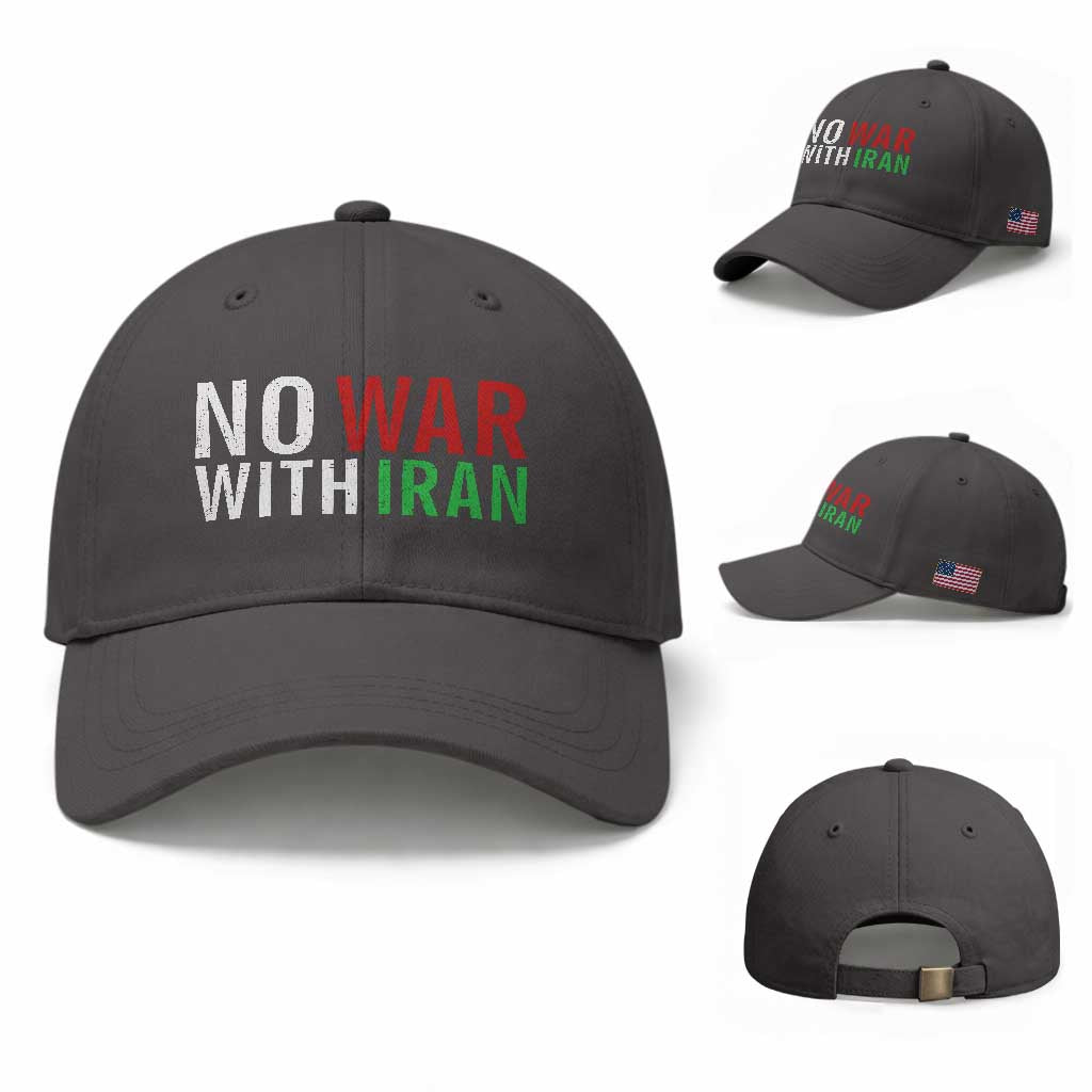 No War With Iran Baseball Cap Anti War Protest Apparel Gift