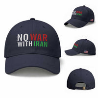 No War With Iran Baseball Cap Anti War Protest Apparel Gift